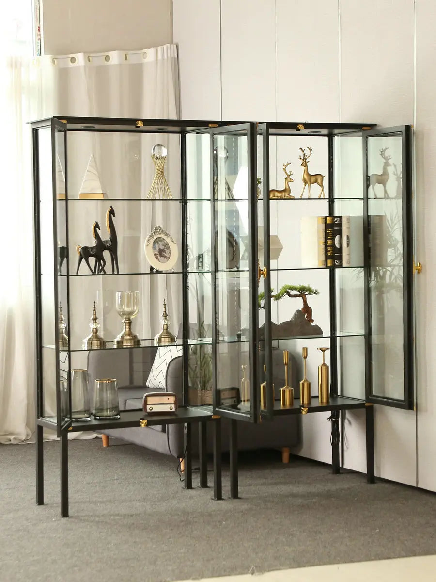 Nordic transparent glass display cabinet with lights, Lego collection cabinet, iron art wine cabinet, boutique display cabinet,