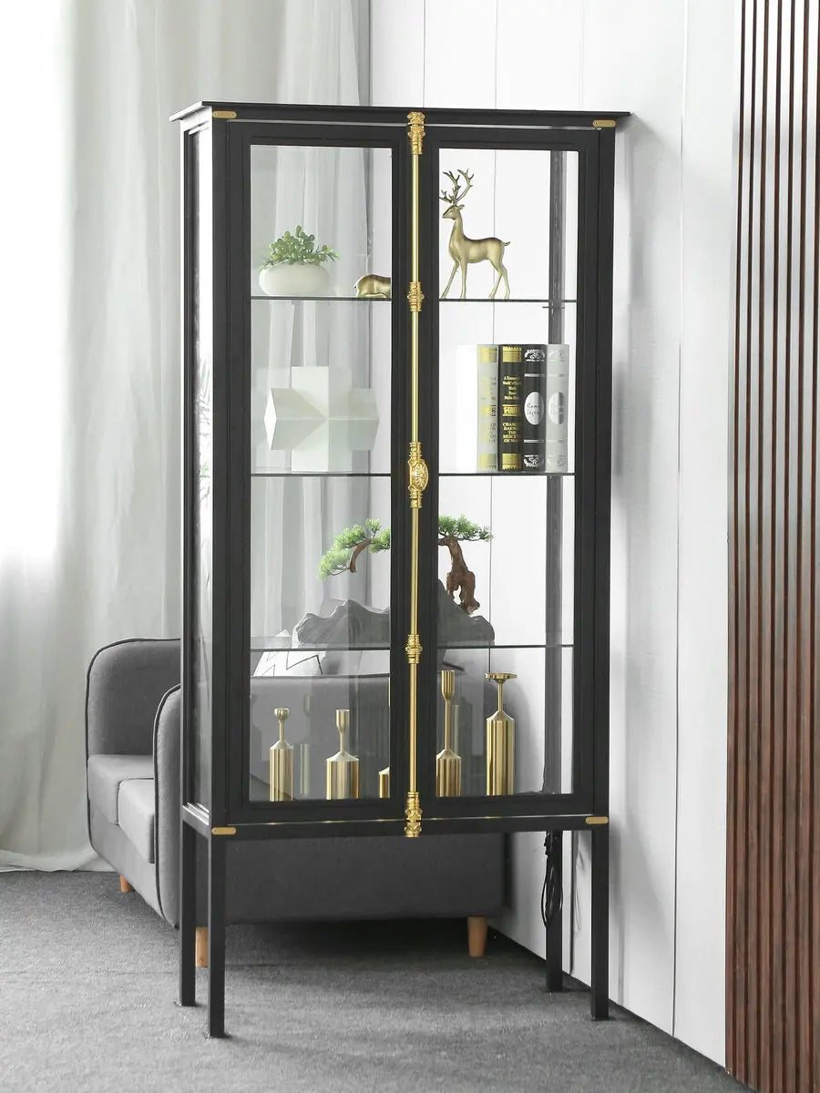 Nordic transparent glass display cabinet with lights, Lego collection cabinet, iron art wine cabinet, boutique display cabinet,