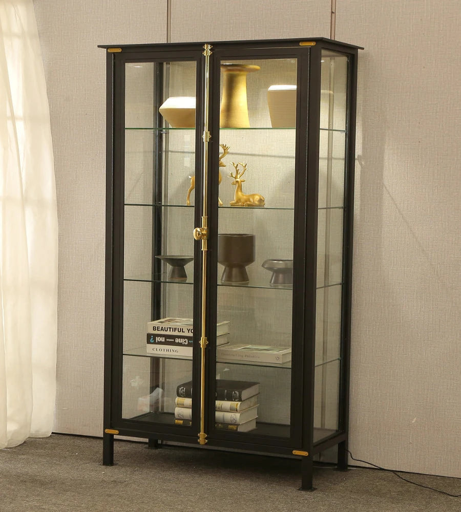 Nordic transparent glass display cabinet with lights, Lego collection cabinet, iron art wine cabinet, boutique display cabinet,