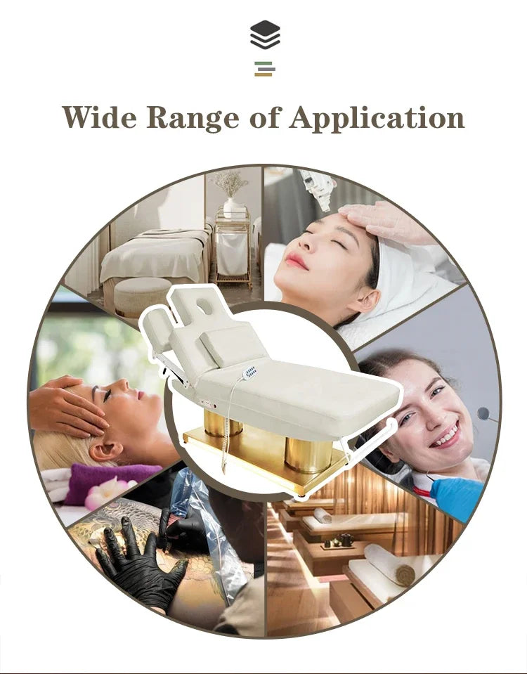 Nuovo Design comodo lettino da massaggio in oro bianco salone di bellezza elettrico cosmetico viso Spa lettino da massaggio per