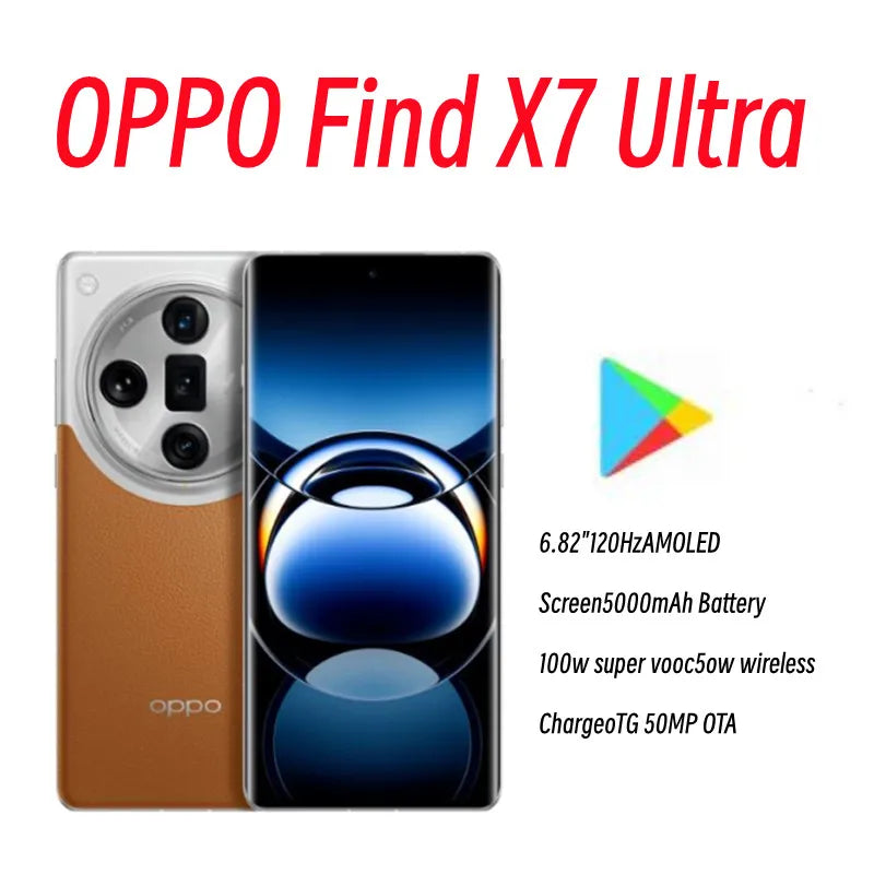 OPPO Find X7 Ultra 5G Smart Phone 6.82'' 120Hz AMOLED Screen 5000mAh Battery 100W Super VOOC 50W Wireless Charge OTG 50MP OTA