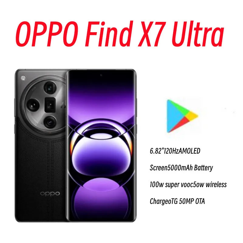 OPPO Find X7 Ultra 5G Smart Phone 6.82'' 120Hz AMOLED Screen 5000mAh Battery 100W Super VOOC 50W Wireless Charge OTG 50MP OTA