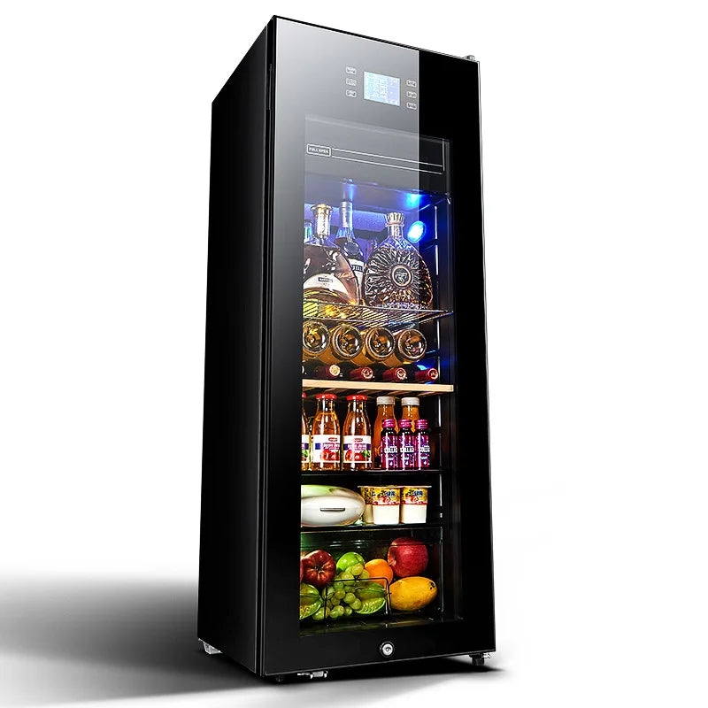 Odino Beverage Cooler Refrigerator-188L Capacity Freestanding with Glass Door-Soda Beer- Compact Drink Fridge for Kitchen office