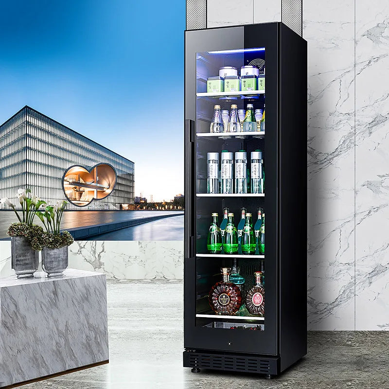 Odino Beverage Cooler Refrigerator-188L Capacity Freestanding with Glass Door-Soda Beer- Compact Drink Fridge for Kitchen office