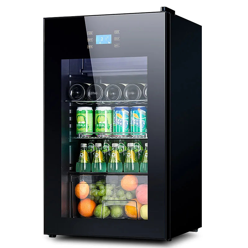Odino Beverage Cooler Refrigerator - 95L Capacity Freestanding and Built-in with Glass Door Drink Fridge for Kitchen Bar Office