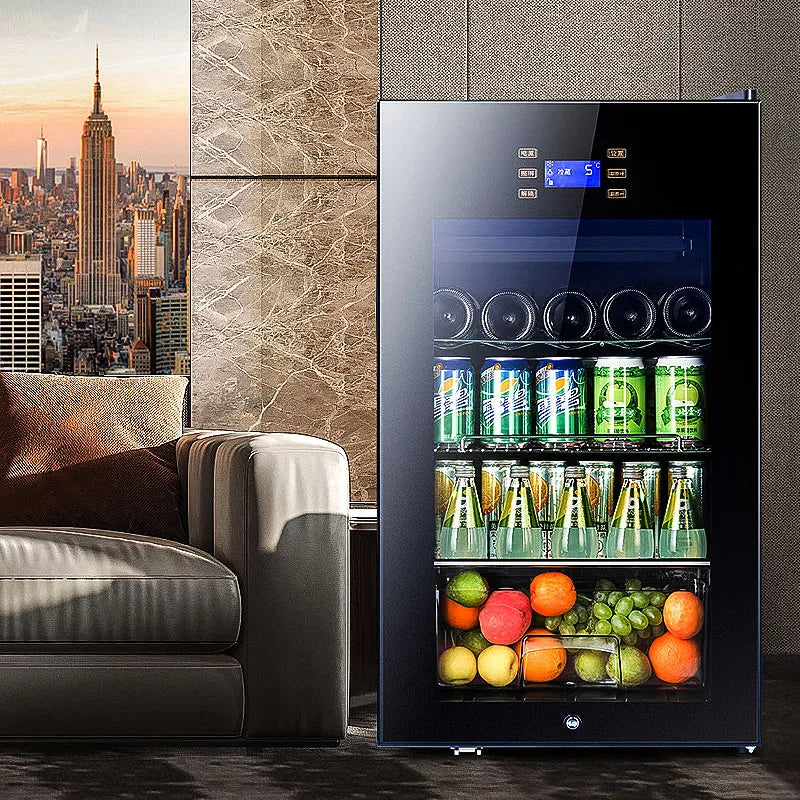 Odino Beverage Cooler Refrigerator - 95L Capacity Freestanding and Built-in with Glass Door Drink Fridge for Kitchen Bar Office