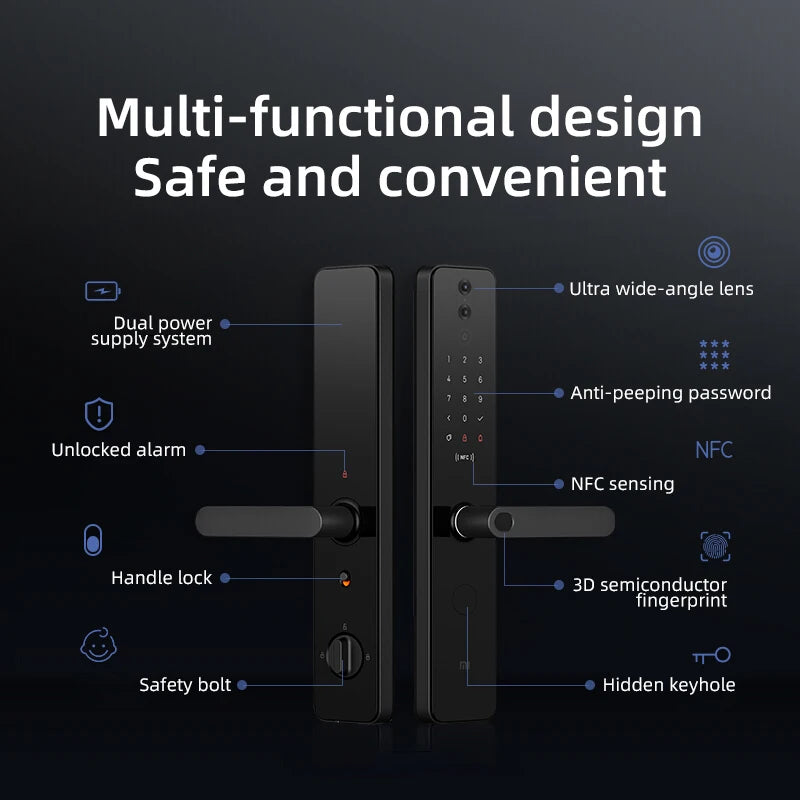 Oklar Mijia Smart Fingerprint Home New Fashion Intelligent Lock Mihome Smart Door Lock Digital Pro Automatic Pro S30PRO-1-Y Lock