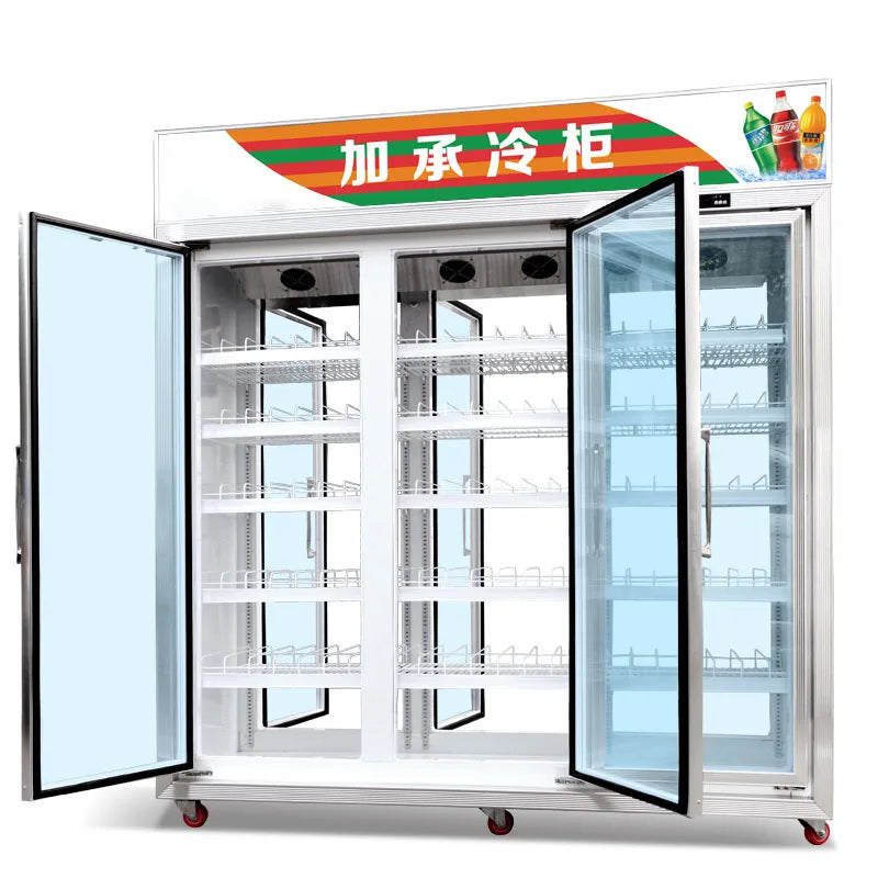 Open the front and rear doors of beverage cabinets, display cabinets, refrigerated fruit fresh-keeping cabinets, vertical freeze