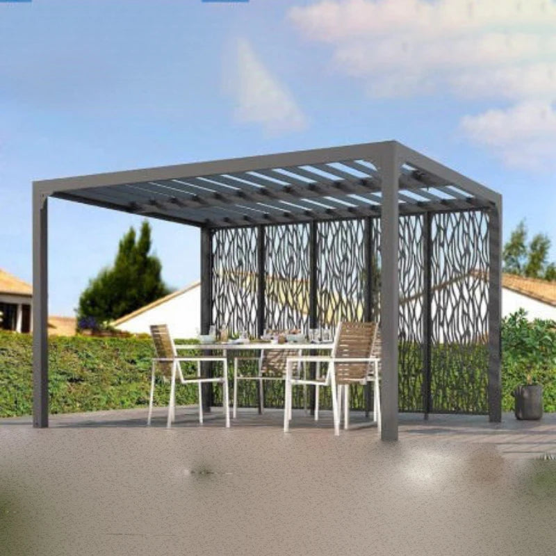 Opening Louvered Pavilion Swimming Pool Pergola House With Led Strips Roof Aluminum Pergola carport structure