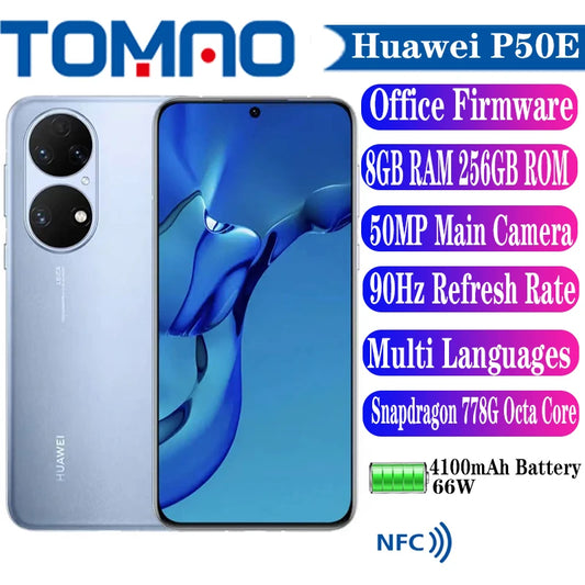 Original Offical New Huawei P50E 4G Mobile Phone 6.5 inch 90Hz Snapdragon 778G 50MP Main Camera 4100mAh 66W SuperCharge OTA NFC