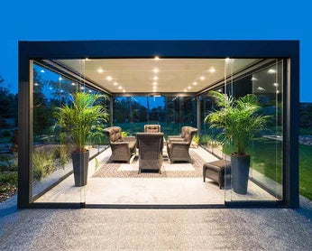 Outdoor Modern Aluminum Motorized Louvre Roof Sun Bioclimatic Pergola For Restaurants Sun Shade pavilion