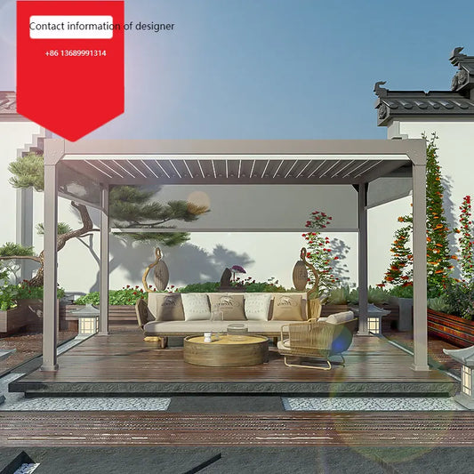Outdoor Pavilion Moonlight Shed Garden Terrace Electric Automatic Sunshade Outdoor Balcony Outdoor Aluminum Alloy Pavilion