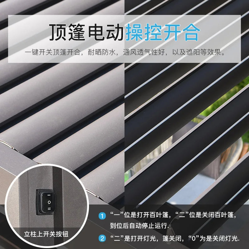 Outdoor Pavilion Moonlight Shed Garden Terrace Electric Automatic Sunshade Outdoor Balcony Outdoor Aluminum Alloy Pavilion