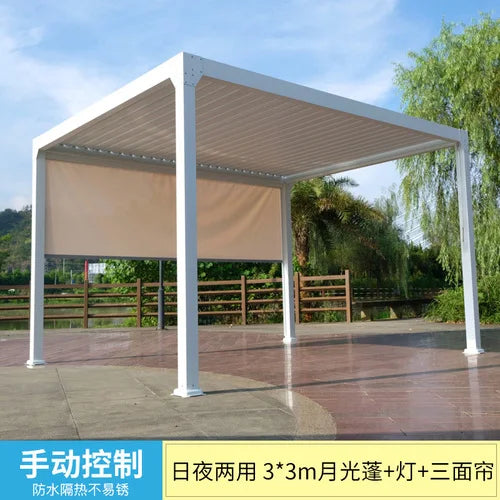 Outdoor Pavilion Moonlight Shed Garden Terrace Electric Automatic Sunshade Outdoor Balcony Outdoor Aluminum Alloy Pavilion