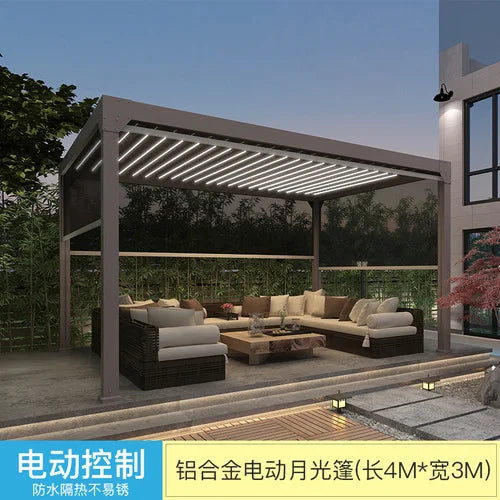 Outdoor Pavilion Moonlight Shed Garden Terrace Electric Automatic Sunshade Outdoor Balcony Outdoor Aluminum Alloy Pavilion