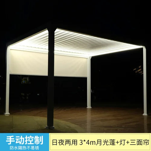 Outdoor Pavilion Moonlight Shed Garden Terrace Electric Automatic Sunshade Outdoor Balcony Outdoor Aluminum Alloy Pavilion