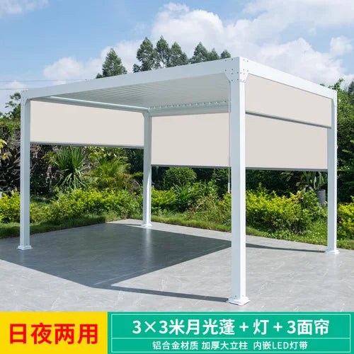 Outdoor Pavilion Nordic Courtyard Sunshade Garden Terrace Outdoor European-Style Aluminum Alloy Leisure Pavilion Manual Pavilion