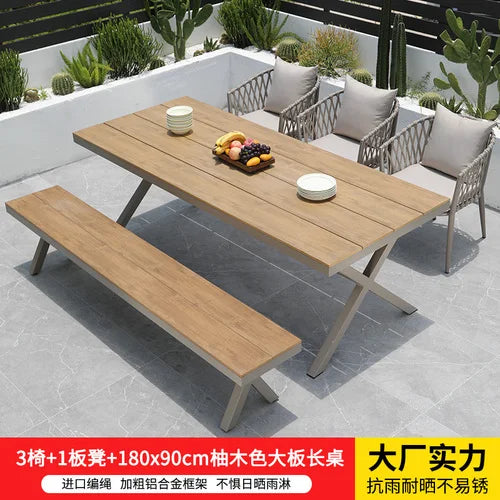 Outdoor Tables,  Outdoor Leisure Vine Chairs, Net Red Dew Tianyang Tea Table and Chair Combination Aluminum Alloy