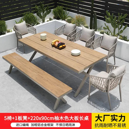 Outdoor Tables,  Outdoor Leisure Vine Chairs, Net Red Dew Tianyang Tea Table and Chair Combination Aluminum Alloy