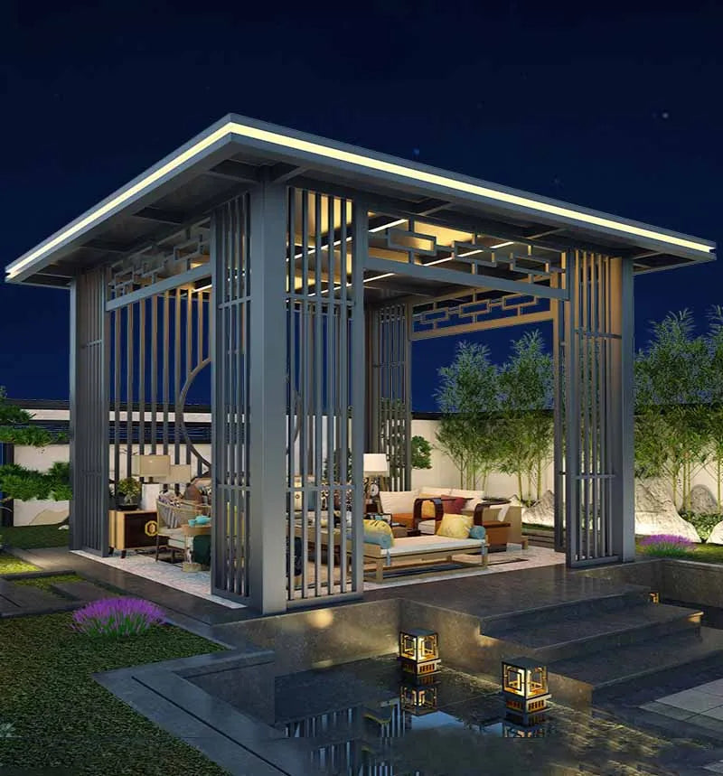 Outdoor aluminum alloy cool and sunny room, villa garden, outdoor leisure electric sunshade pavilion