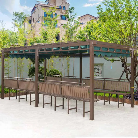 Outdoor aluminum alloy sunshade, corridor, flower rack, carbonized wood leisure grape rack