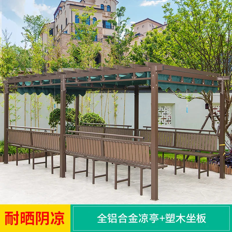 Outdoor aluminum alloy sunshade, corridor, flower rack, carbonized wood leisure grape rack