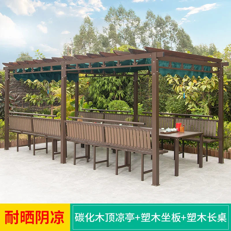 Outdoor aluminum alloy sunshade, corridor, flower rack, carbonized wood leisure grape rack