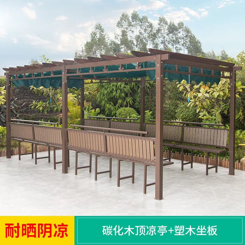 Outdoor aluminum alloy sunshade, corridor, flower rack, carbonized wood leisure grape rack