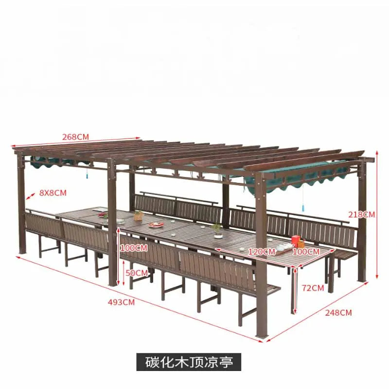Outdoor aluminum alloy sunshade, corridor, flower rack, carbonized wood leisure grape rack