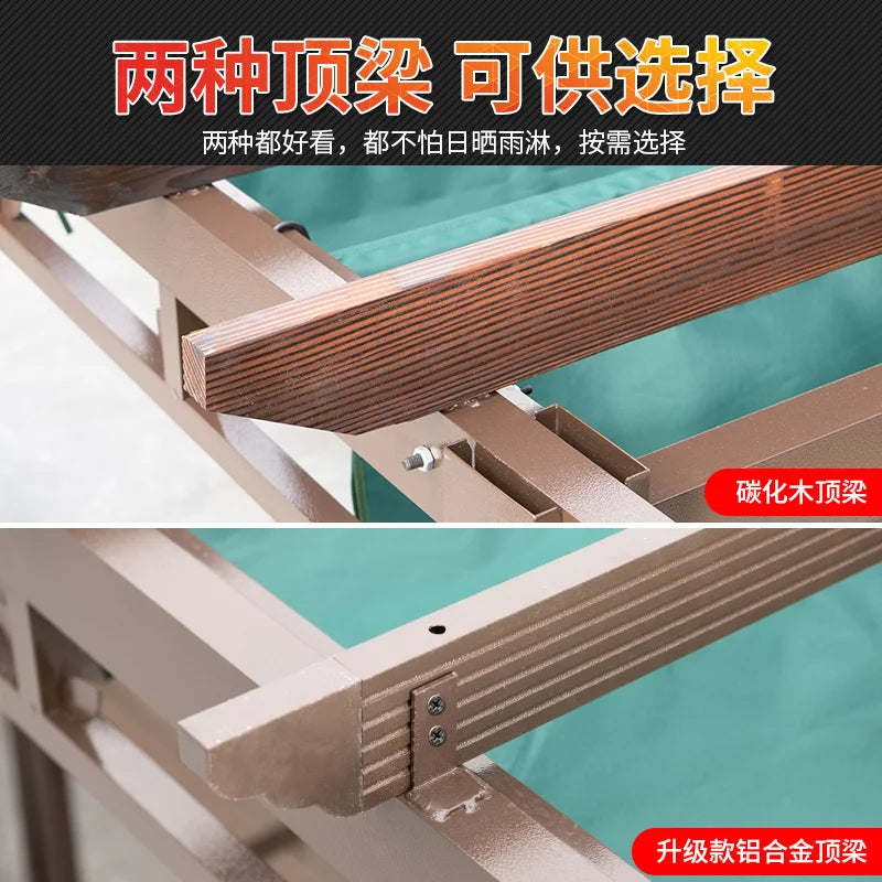 Outdoor aluminum alloy sunshade, corridor, flower rack, carbonized wood leisure grape rack
