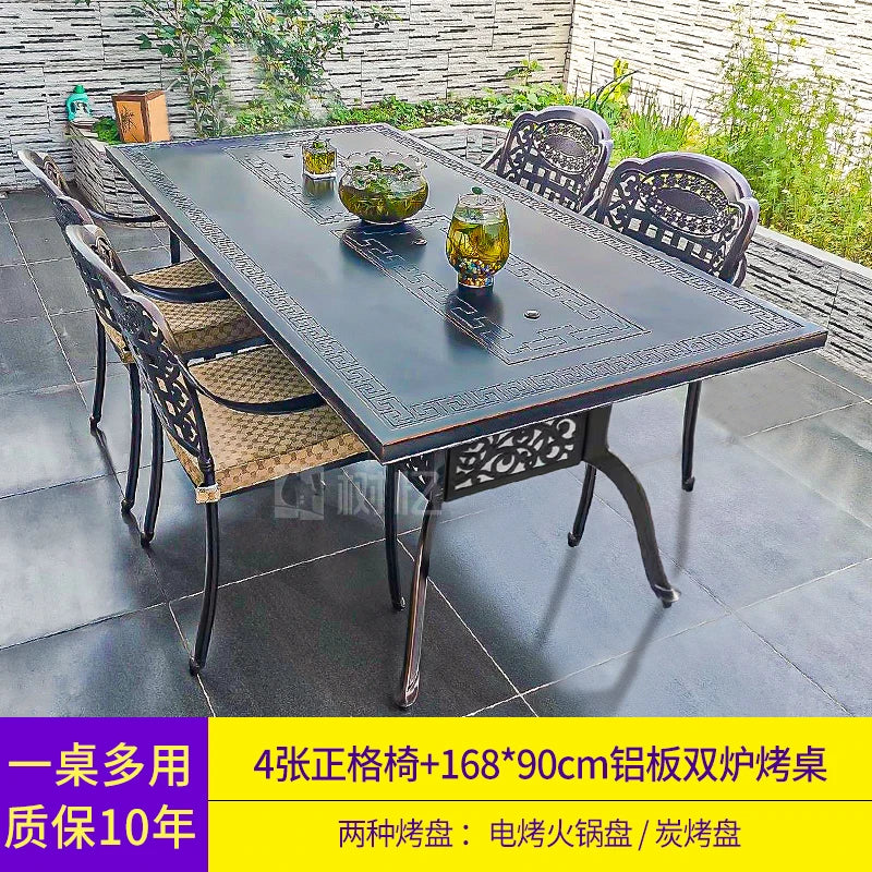 Outdoor barbecue table barbecue grill barbecue rack household charcoal smokeless electric grill courtyard garden table and chair