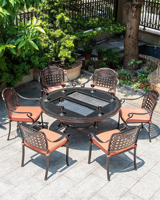 Outdoor barbecue tables and chairs commercial household courtyard electric oven charcoal barbecue outdoor terrace balcony leisur