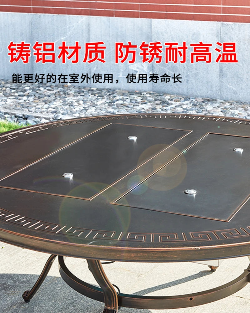 Outdoor barbecue tables and chairs commercial household courtyard electric oven charcoal barbecue outdoor terrace balcony leisur