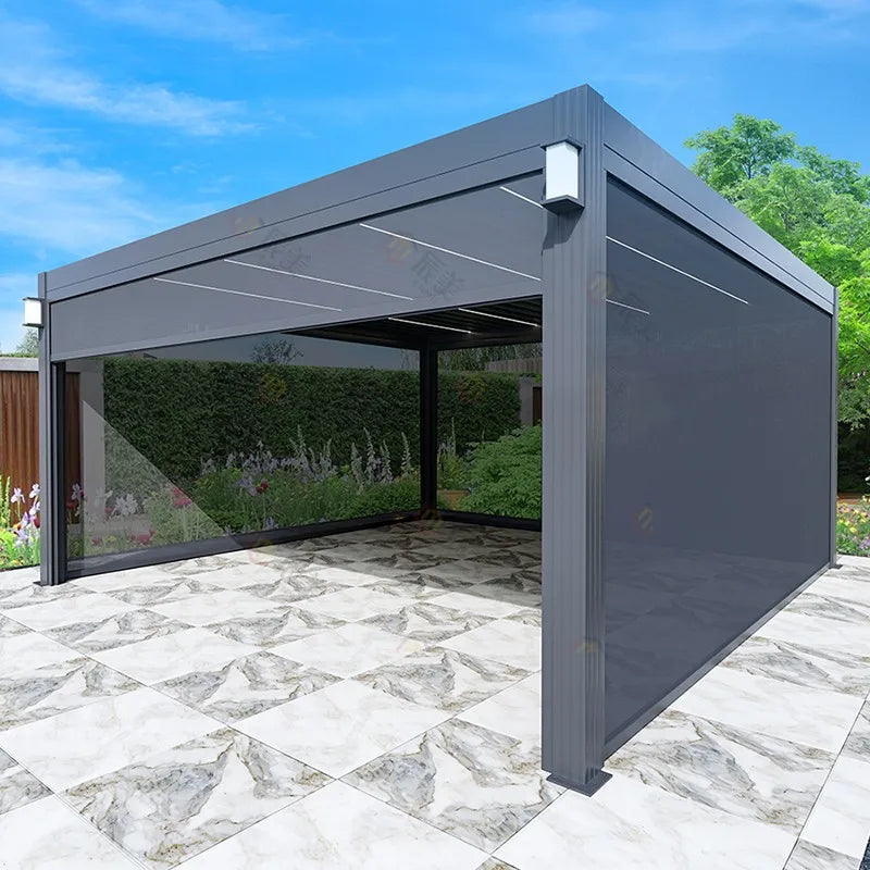 Outdoor courtyard, louver pavilion, garden, outdoor electric flip aluminum alloy pavilion, leisure outdoor scenic spot, sunshine
