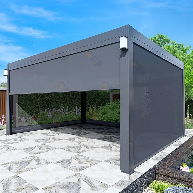 Outdoor courtyard, louver pavilion, garden, outdoor electric flip aluminum alloy pavilion, leisure outdoor scenic spot, sunshine