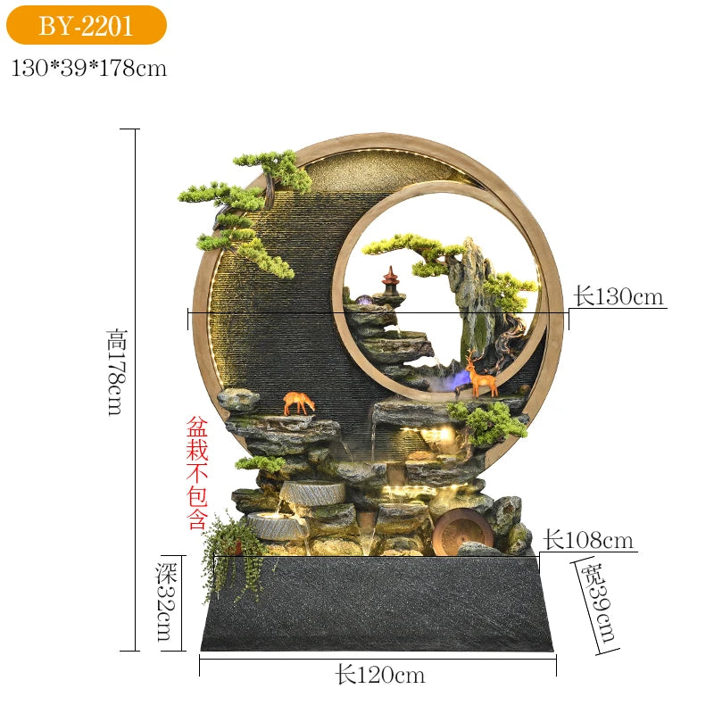 Outdoor courtyard rockery and flowing water floor water curtain wall landscaping landscape villa office porch decoration