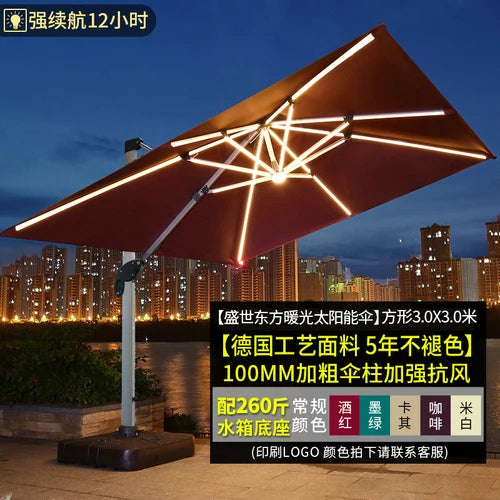 Outdoor courtyard, terrace, garden, outdoor villa, balcony, stall, 3-meter large solar energy with LED