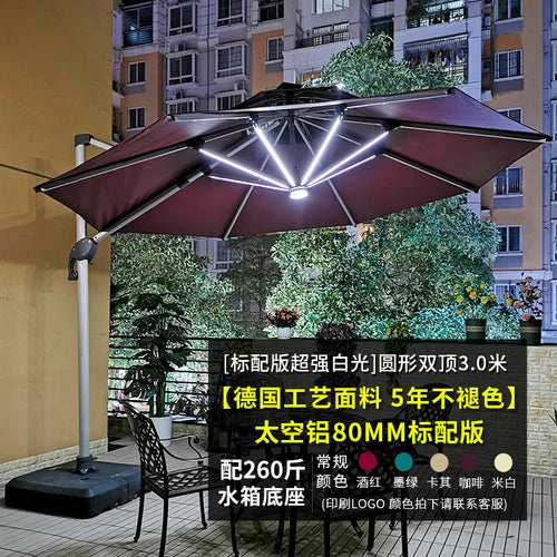 Outdoor courtyard, terrace, garden, outdoor villa, balcony, stall, 3-meter large solar energy with LED