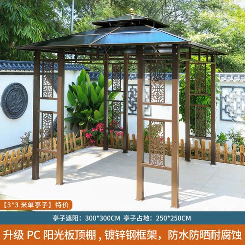 Outdoor gazebo, garden courtyard, awning, terrace, balcony, leisure pavilion, outdoor antiseptic wood