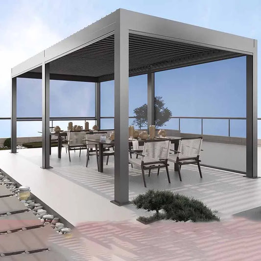 Outdoor modern villa garden pavilion courtyard custom aluminum alloy electric louver outdoor sunshade