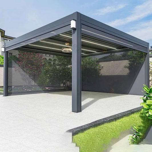 Outdoor pavilion, modern villa courtyard, aluminum alloy electric sunshade, rural Chinese style louver garden, four corner pavil