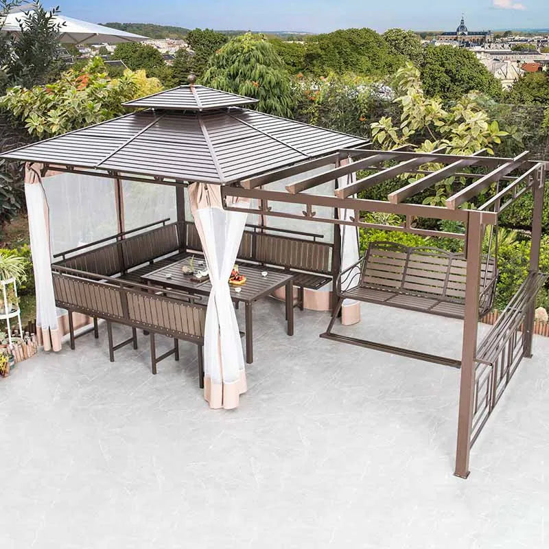Outdoor pavilion, swing, outdoor courtyard, villa, garden, farmhouse, balcony, leisure pavilion