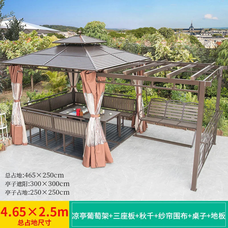 Outdoor pavilion, swing, outdoor courtyard, villa, garden, farmhouse, balcony, leisure pavilion