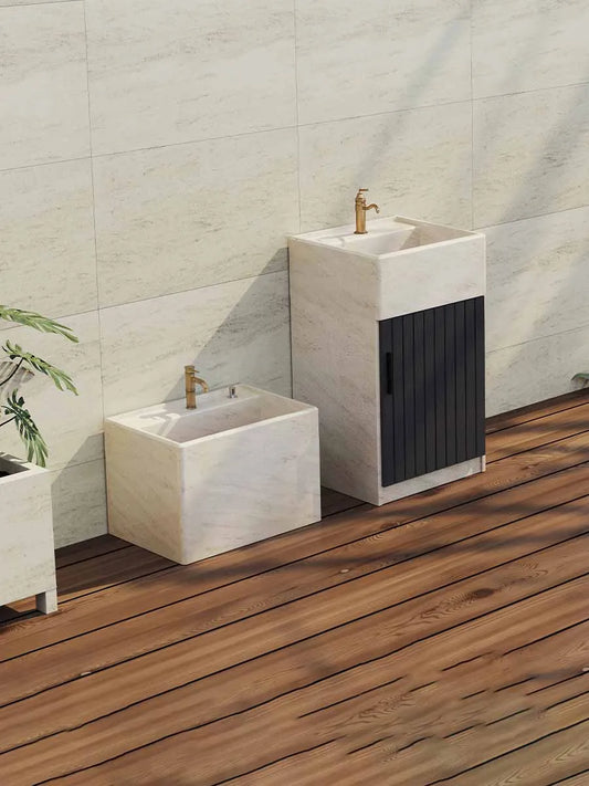 Outdoor pillar washbasin integrated floor standing courtyard marble washbasin outdoor balcony stone washbasin