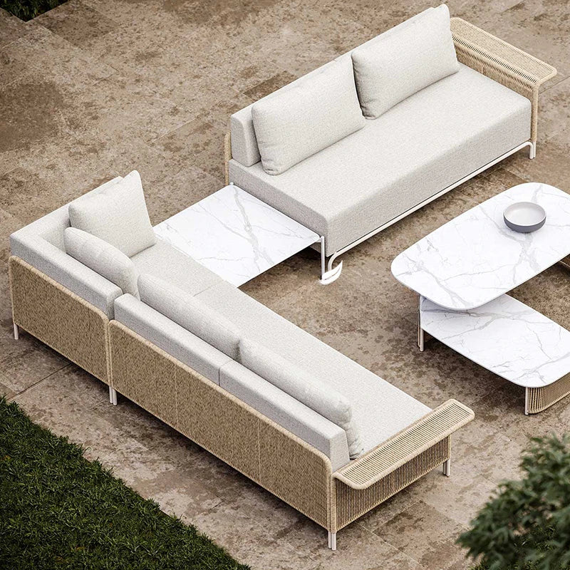Outdoor sofa, courtyard, rope weaving, rattan chair, gold waterproof, sun proof terrace, Nordic corner furniture
