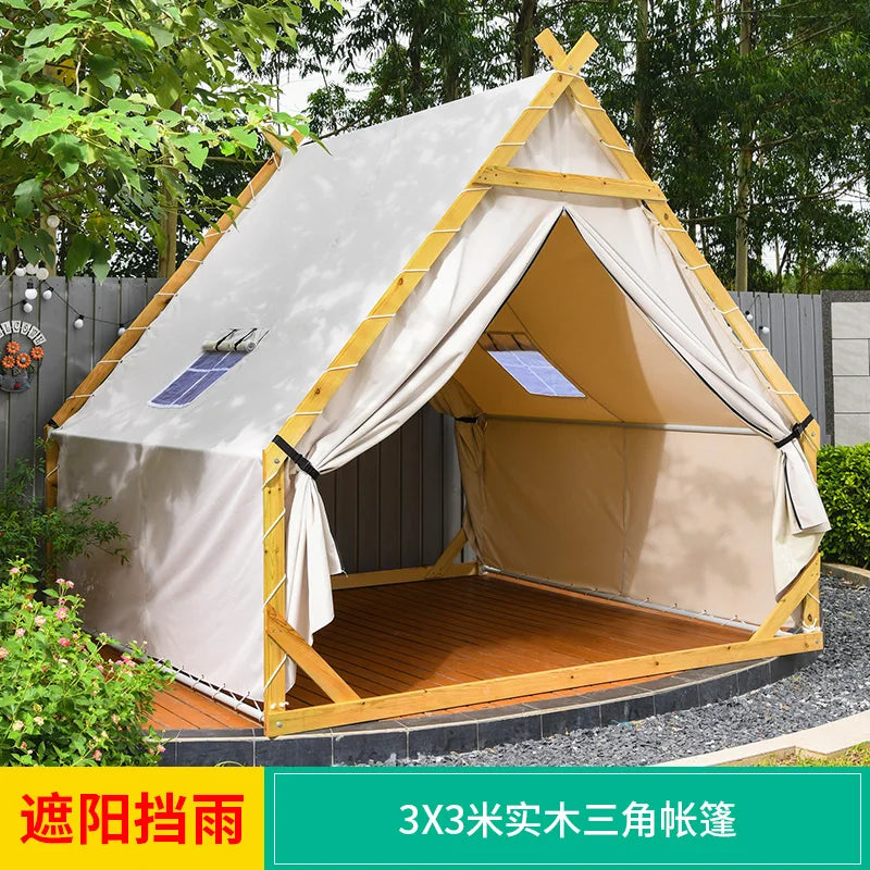 Outdoor solid wood garden, farmhouse, landscape, homestay, camping tent