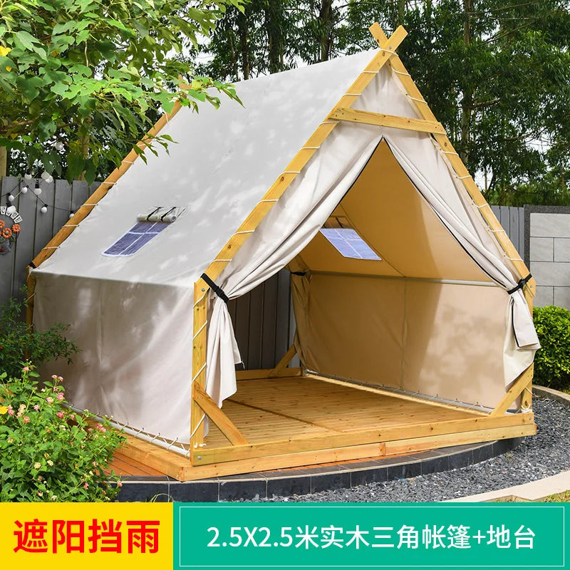 Outdoor solid wood garden, farmhouse, landscape, homestay, camping tent