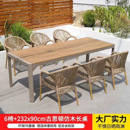 Outdoor tables and chairs rattan courtyard balcony leisure garden terrace coffee table rattan chair Southeast Asia