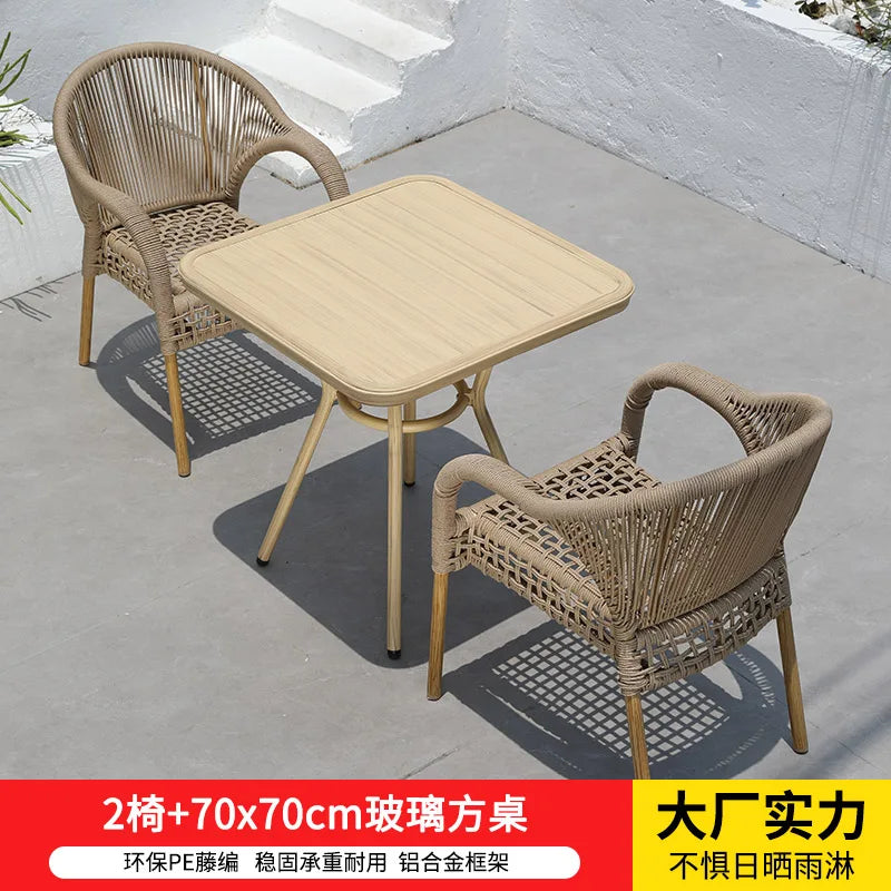 Outdoor tables and chairs rattan courtyard balcony leisure garden terrace coffee table rattan chair Southeast Asia