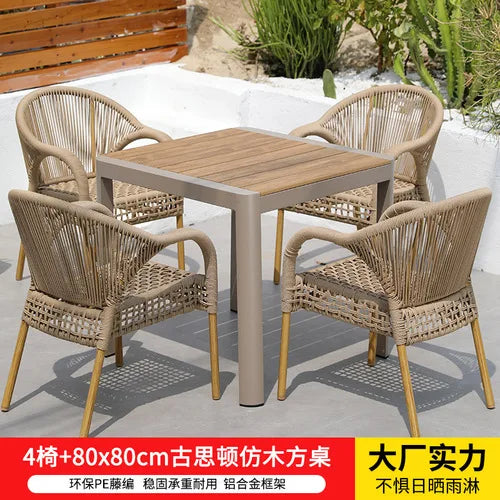 Outdoor tables and chairs rattan courtyard balcony leisure garden terrace coffee table rattan chair Southeast Asia